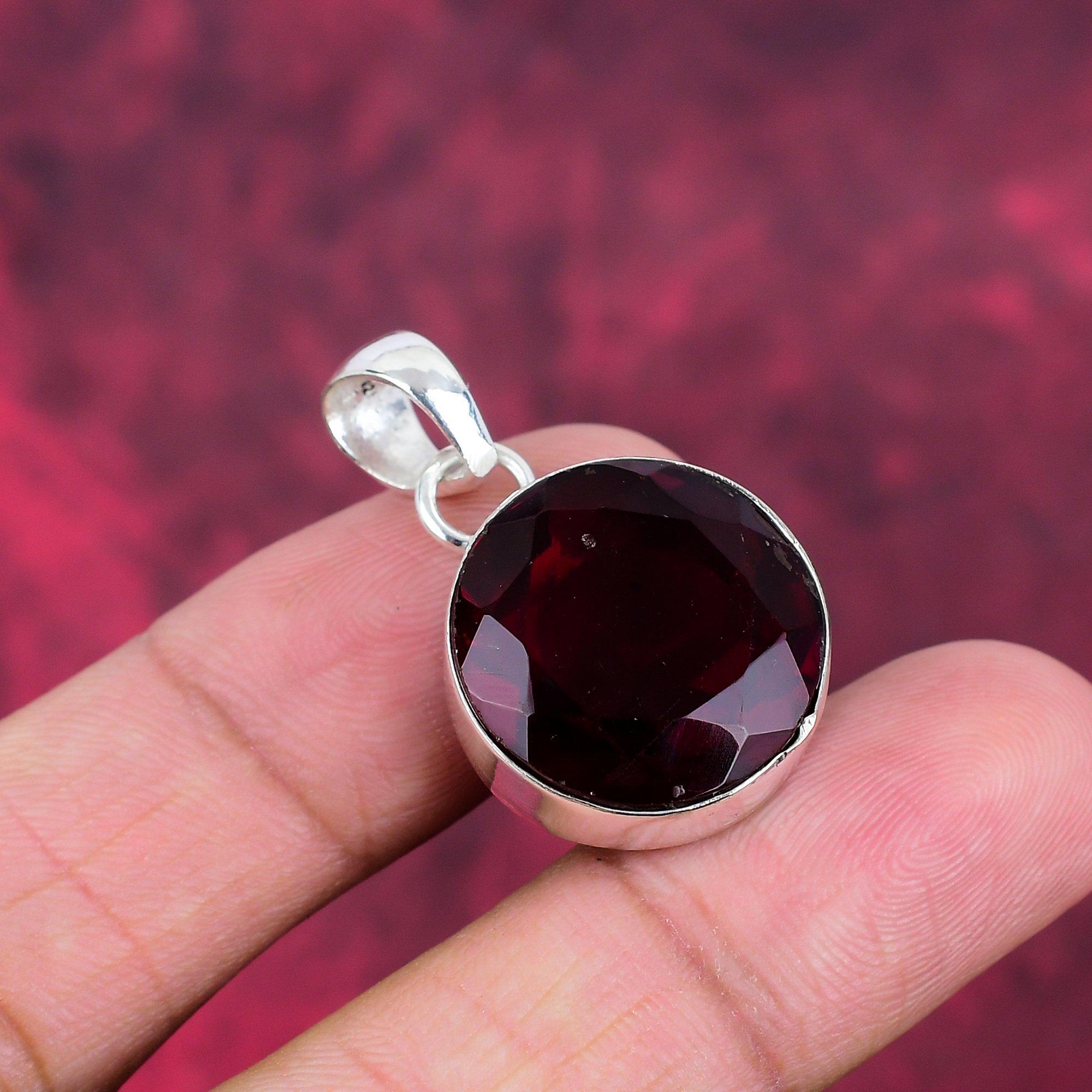 Roter Granat Schmuck, 925 Sterling Silber Anhänger, handgefertigter Edelstein Schmuck Anhänger zum Gedenktag 1.41 Inches rot