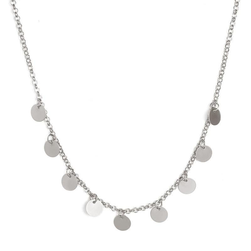 Frauen Mode Gold Farbe Pailletten Münzen Quaste Halsband Halskette Schmuck silber