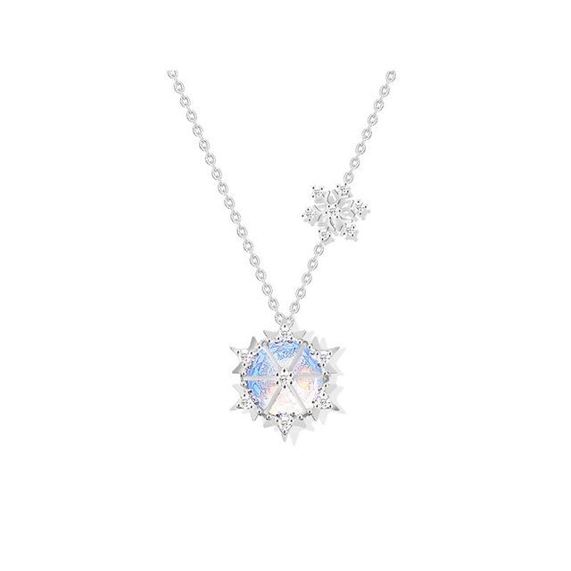 925 Sterling Silber Snowfake Halskette Charm Anhänger Choker Koreanische Blume Halskette Für Frauen Halskette Diamant Kristall Schmuck
