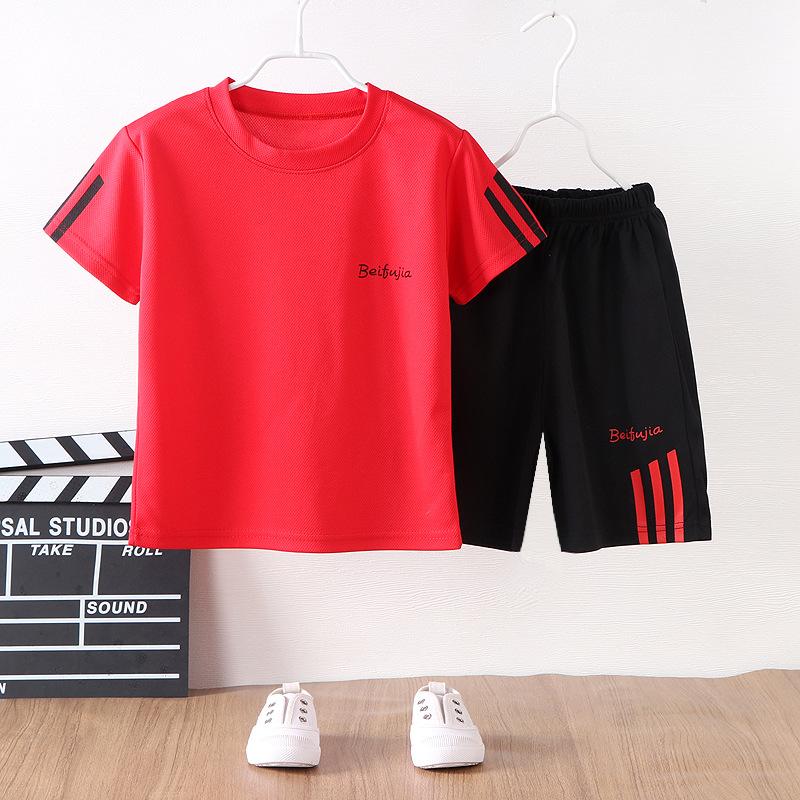 Neue Kinder T-Shirt Kurze Hosen Anzug Junge Aktive Dünne Schnell Trocknend Atmungsaktiv Outfits Kinder 4-10 Jahre Boutique Mode trainingsanzug 110 black