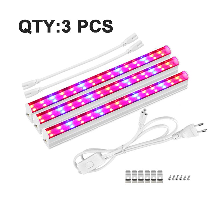 57CM Vollspektrum-Pflanzenlicht, 220 V, EU-Stecker, Pflanzen-Wachstumsbox, 10 W, LED-Lichtröhre, Gewächshaus, Hydrokultur-Zelt, Samen, Phyto-Lampe mit EU-Stecker 22Red+8Blue