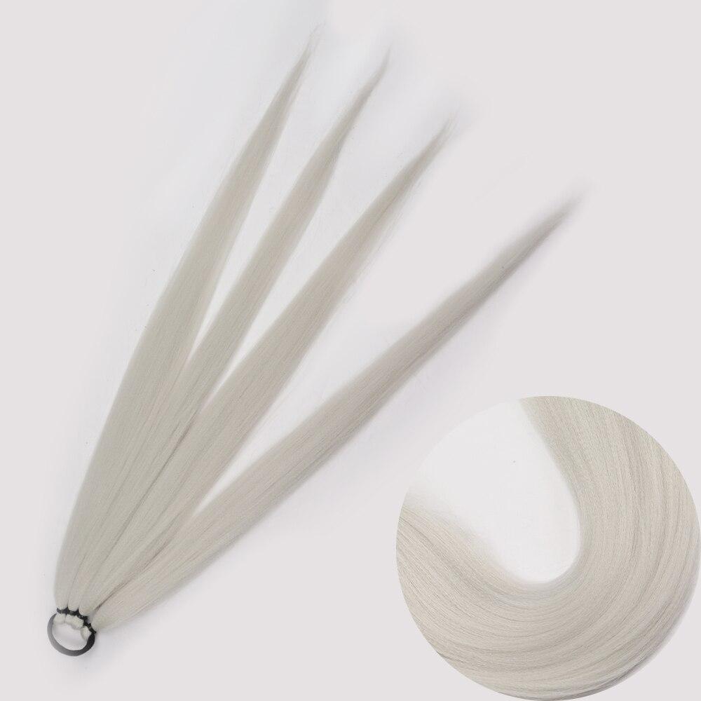 MISS WIG Pferdeschwanz-Extensions Synthetische Boxzöpfe Wickel-Schwanz mit Gummiband Haarring 26 Zoll DIY Braun Ombre Zopf 65 cm white