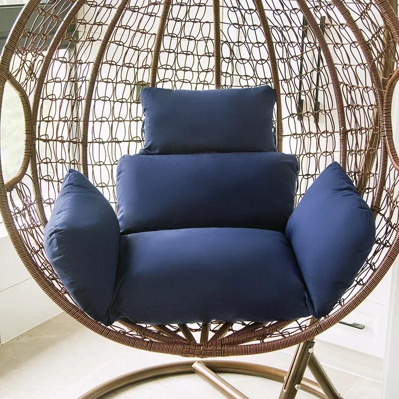 Hängesessel Hohe Qualität Rattan Eiersessel Gartenmöbel Hof Weiden Schaukelstuhl Kissen für Zuhause Terrasse Garten Liegestuhl 54X35cm dunkelblau