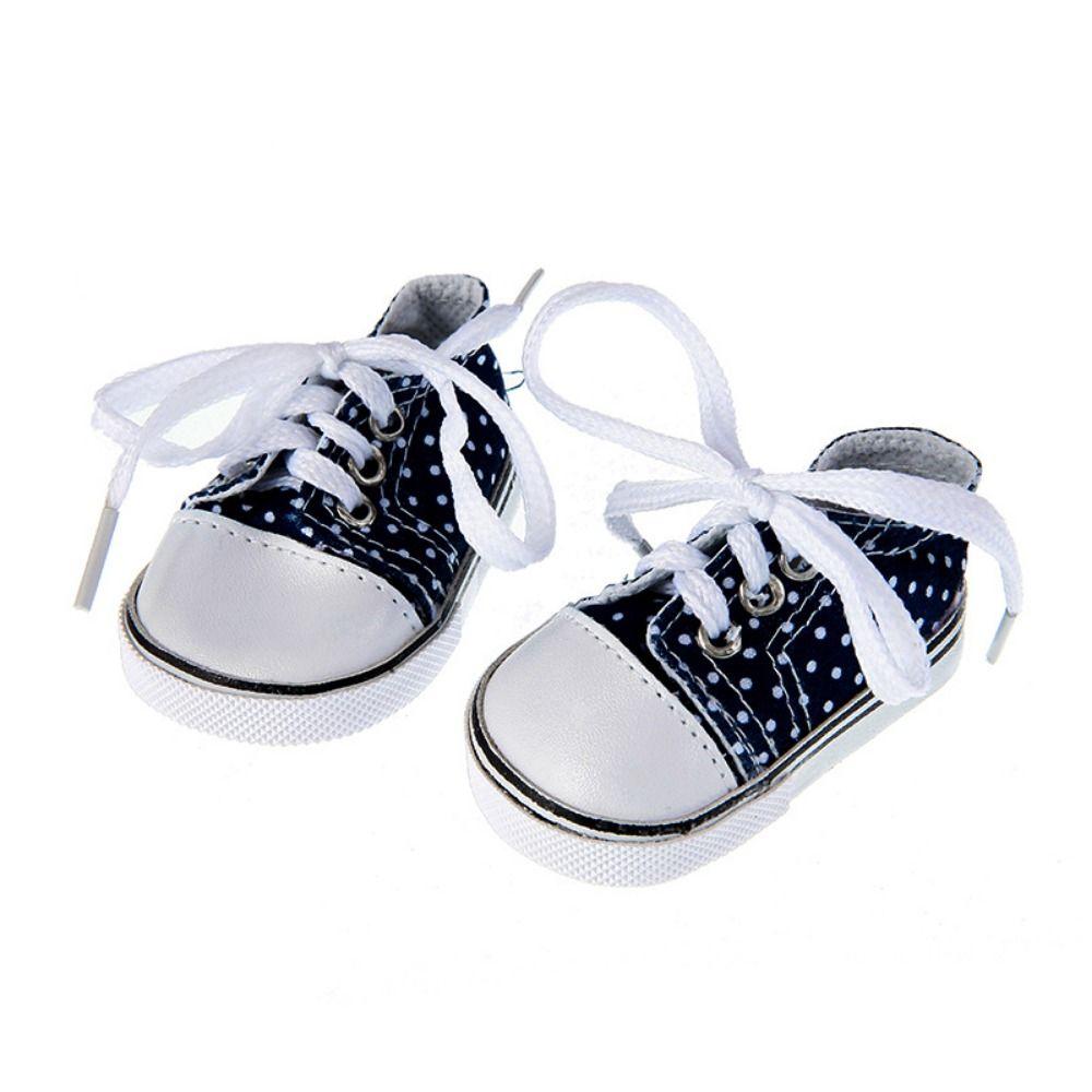 7CM Puppe Segeltuchschuhe Mini Puppe Turnschuhe Puppenzubehör BJD Puppenschuhe 43 Cm Baby Puppen stlye 2 navy blau