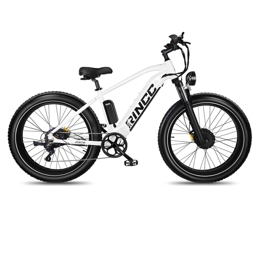 Rincc RN70 Elektrisches Mountainbike Doppelmotor mit 48V 20AH Samsung Akku 26 Zoll Fat Tire Bike weiß