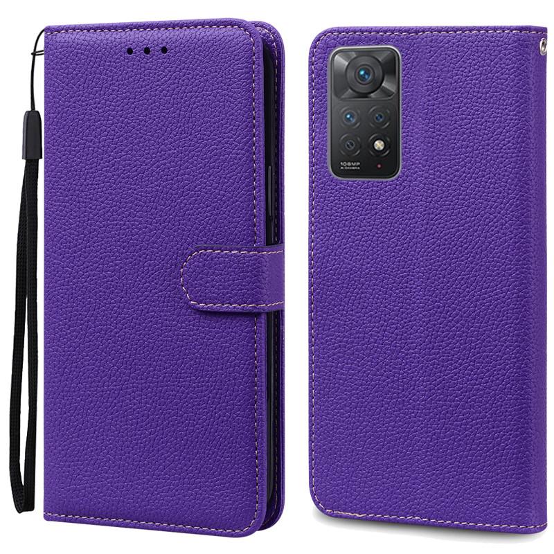 Note 11 Hülle für Xiaomi Redmi Note 11 11S Hülle Leder Brieftasche Flip Case für Redmi Note 11 Pro Handyhüllen Note 11S Cover Fundas Note 11S dunkelviolette