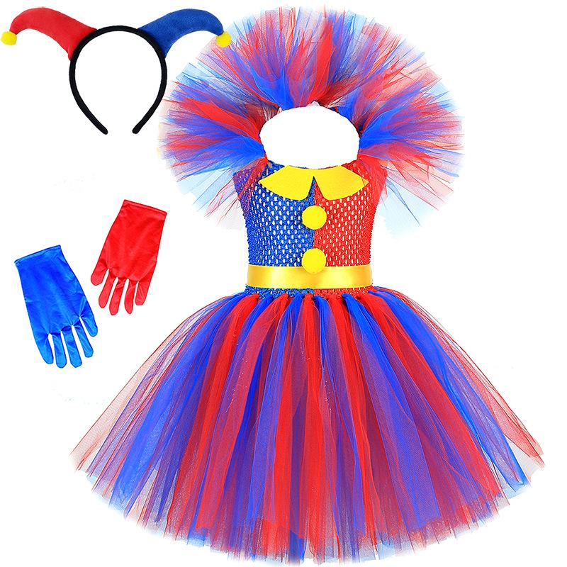 Erstaunliches Digitaler Zirkus Clown Kostüm: Rot-Blaues Halloween-Kleid 10-12 Years (145-155cm) red