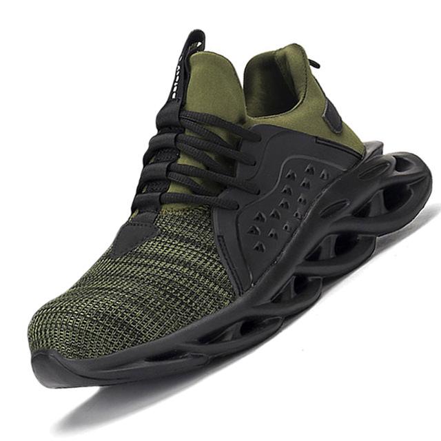 MAITA Herren Sneakers mit Stahlkappe, Anti-Smash-Arbeitsschuhe, Anti-Pannen- und Rutschfeste Arbeitsschutzschuhe, Sicherheitsschuhe 42 grün