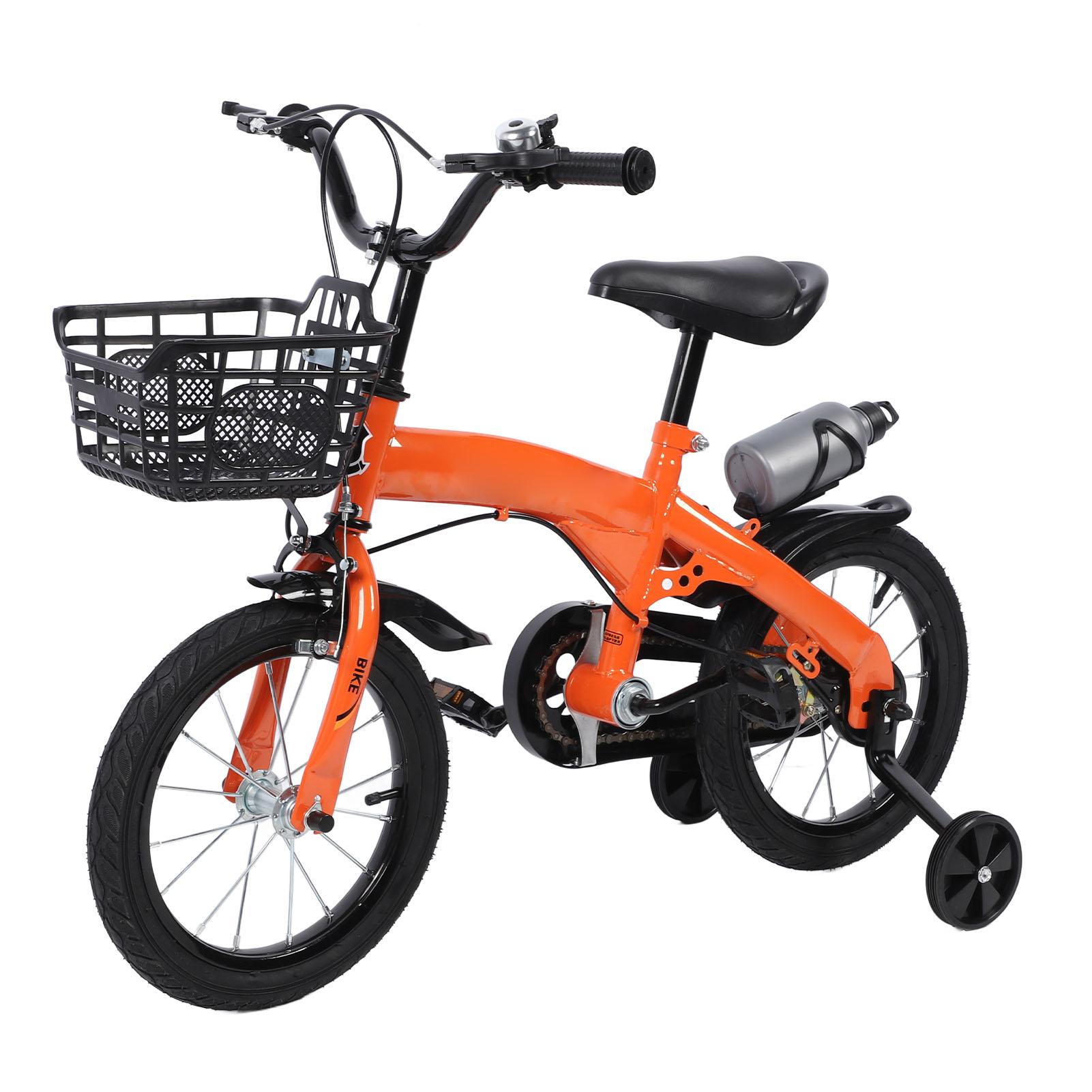 Kinderfahrrad mit Stützrädern 14 Zoll Kohlenstoffstahl Verstellbares Kinderfahrrad für 3 bis 6 Jahre