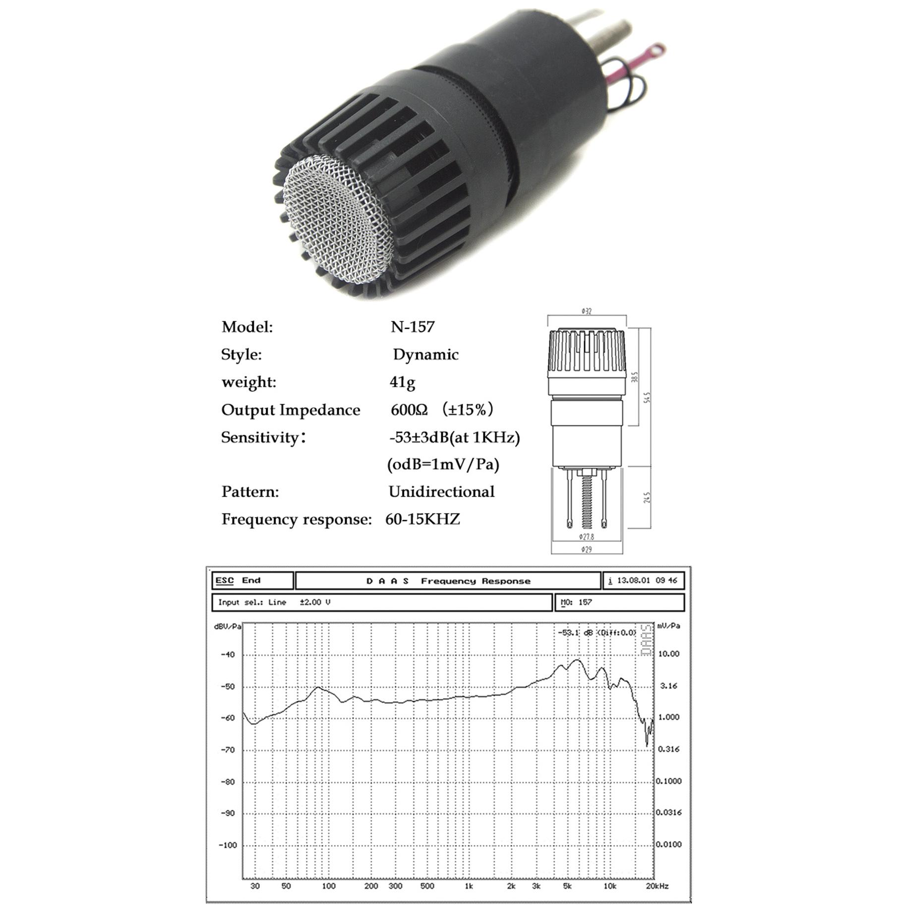 Coolvox Hochempfindliches Mikrofon Kernkapselkartusche Drahtloses Mikrofon Kabelgebundene Mikrofonkapsel Superniere Dynamischer Direktersatz N157