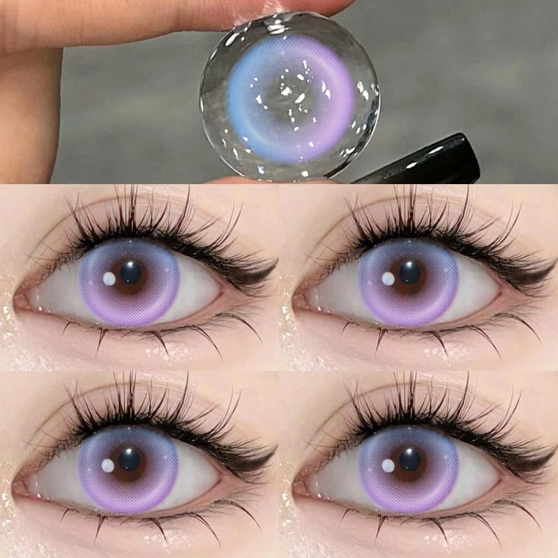 Mill Creek 2 Stück blaue Kontaktlinsen mit Iris der Güteklasse Hell, 14,2 mm, Cosplay-Anime-Augen, leuchtender Körper, sommerblau, Kontaktlinsen für den jährlichen Gebrauch -4.25
