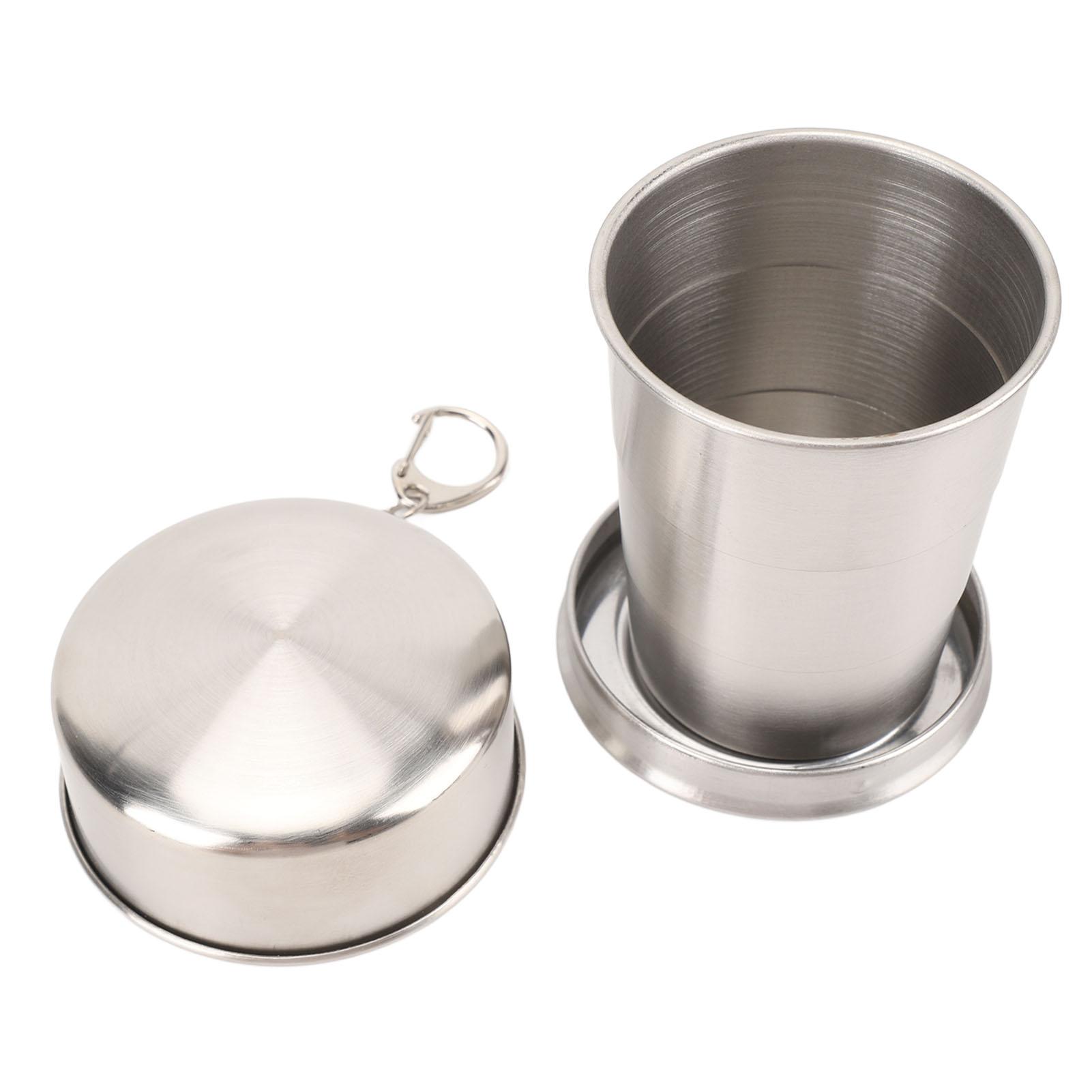 Edelstahl Faltbare Tasse Outdoor Reise Camping Tragbare Klapp Tasse mit Schlüsselanhänger für 150ml