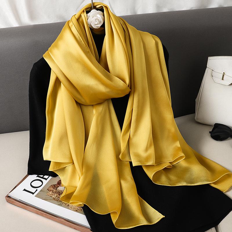 Luxusmarke Sommerschal aus reiner Seide für Frauen, lang, groß, weich, Wickeltuch und Schals, Bandana, Strand, Hijab, Kopftuch, weiblich, Foulard One Size