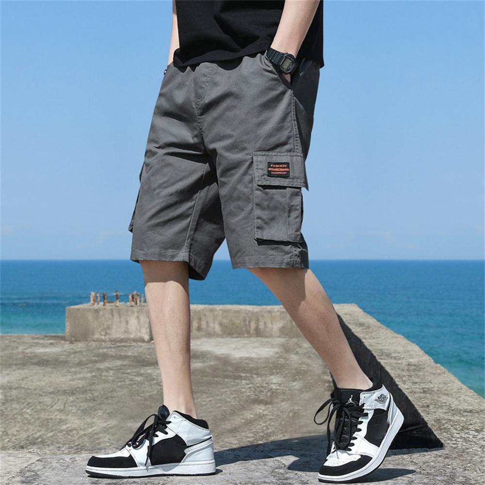M-5XL Marke Männer Trend Cargo-Shorts männer Brief Drucken Tasche Shorts Sommer Neue Mode Lässig Gerade Shorts Männlichen Ropa hombre XXXXL grau