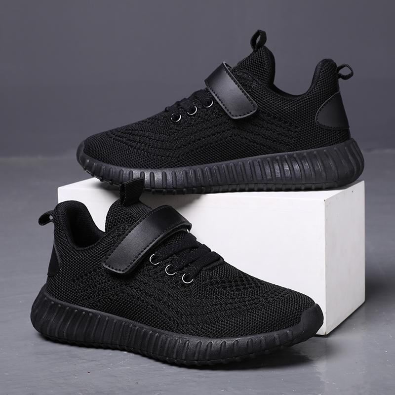 Kinder Sneaker Freizeitschuhe für Jungen Mädchen Mode Atmungsaktiv Rutschfest Kinder Laufschuhe Kinder Outdoor Studenten Mesh Flach 35 black