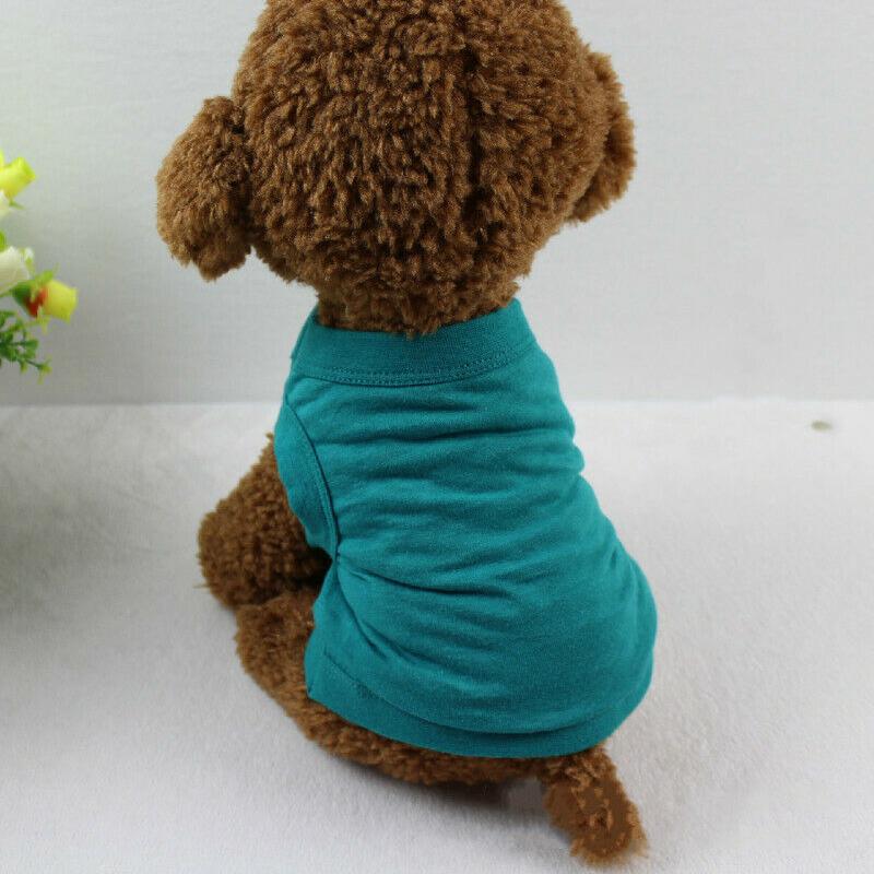 Schlichte Baumwoll-Katzen-Hunde-Kleidung, Sommer-Weste für kleine und mittelgroße Hunde, Haustier-T-Shirt, Kleidung, einfarbige Haustier-Weste S dunkelgrüne