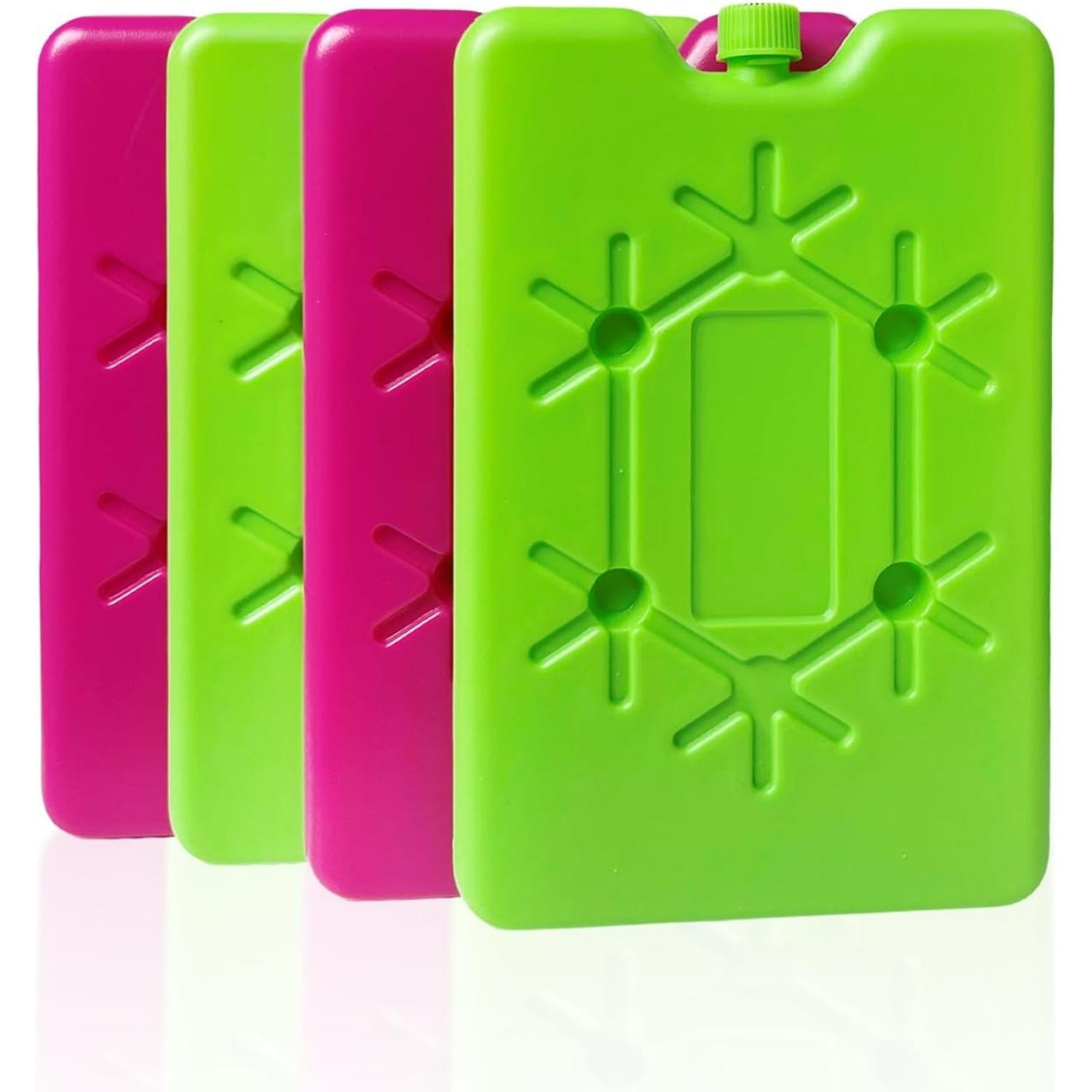 4er-Pack 200ml Kühlakkus Rosa Grün Kühlbox Kühltasche Kältebatterie Wiederverwendbar für Reise Kühlschrank Mittagessen Lebensmittelaufbewahrung T4 green