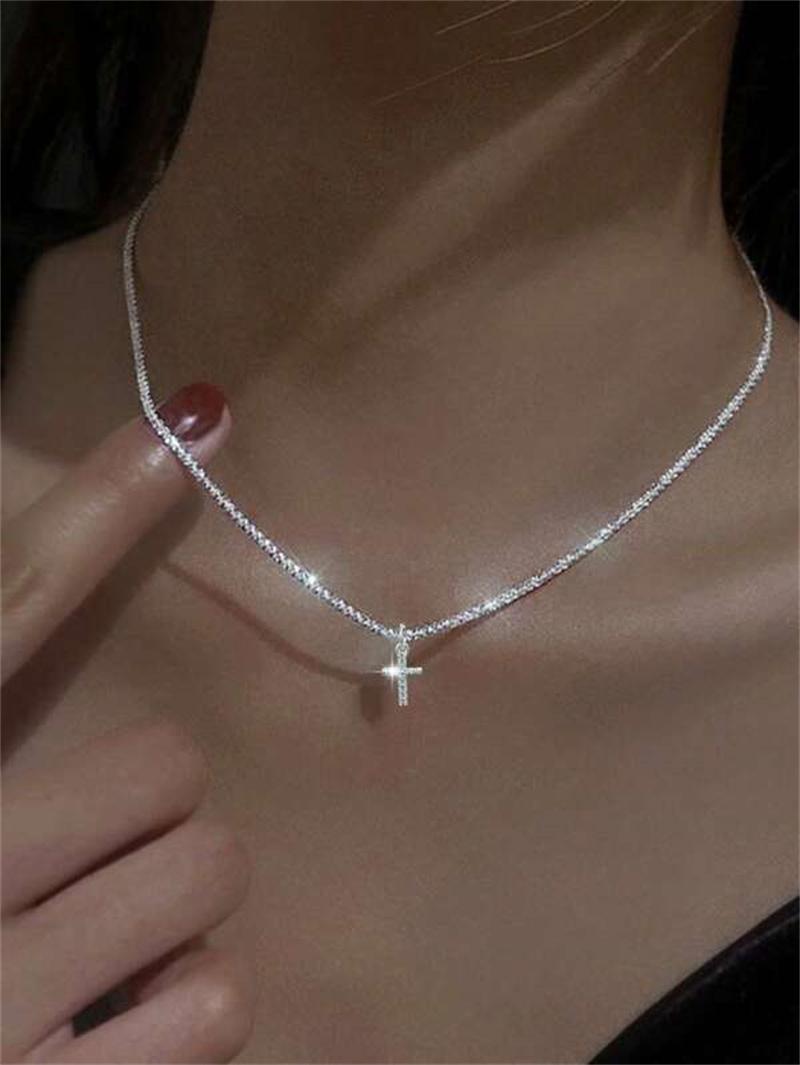 Elegante Kristall-Kreuz-Anhänger-Halskette für Damen Farbe Stern Damen-Halskette Mode Party-Schmuck Damen-Geschenk Großhandel brown