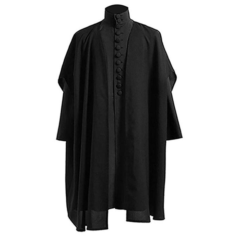 Severus Snape Cos Set Zauberer Schullehrer Professor Snape Cos Umhang Lange Jacke Set Mann Mittelalter Gothic Kostüm Halloween XXXL schwarz
