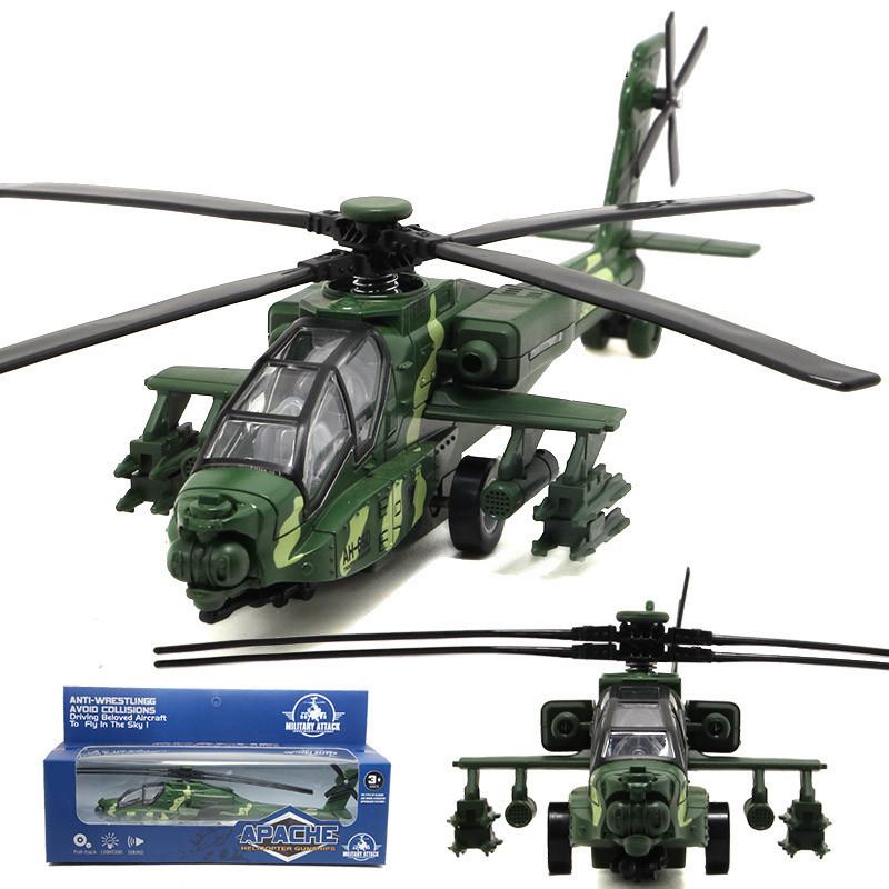 AH65D Militär-Spielzeughubschrauber mit Licht und Sound, Militär-Kinderflugzeug, 11,2 Zoll Size:22*8.5*6cm grüne tarnfarbe