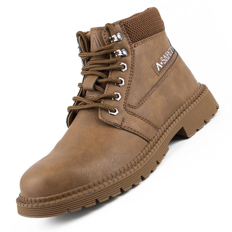 Neueste wasserdichte Herren-Lederstiefel mit Stahlkappe, Sicherheits-Arbeitsschuhe, Anti-Smashing, unzerstörbare Bau-Schweißstiefel 46