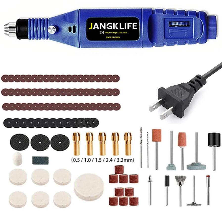 9-V-Mini-Bohrmaschine, elektrischer Schnitzstift, Bohrmaschine mit variabler Geschwindigkeit, Rotationswerkzeug-Kit, Gravierstift zum Schleifen und Polieren blaubeere