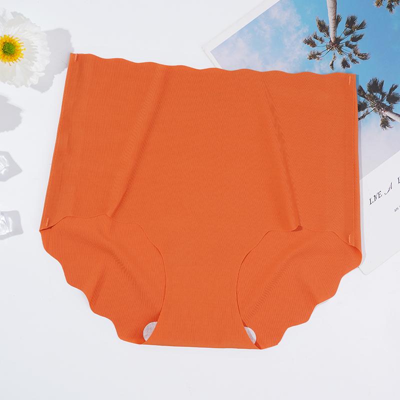 1/4 Stück Damen Slips mit hohem Bund Übergröße Eisseide Nahtlose Slips Damen Weiche Unterhosen M orange