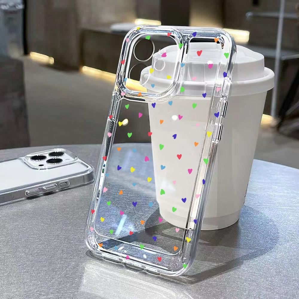 Bunte Liebesherz Handyhülle Für iPhone 11 Hülle iPhone 15 13 12 14 16 Pro Max XR XS X 7 8 Plus SE Stoßfeste Silikonhülle For iPhone 12