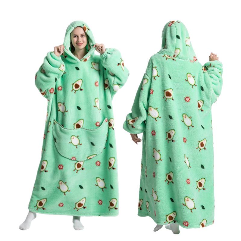 Winter Warmer Fleece-Kapuzenmantel für Damen, 140 cm, übergroße Decke mit Ärmeln, Fleece, warme Kapuzenpullover, Sweatshirts, Damen, Kapuzenmantel One Size