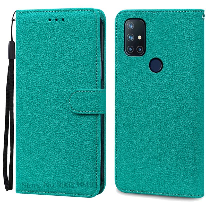Nord N10 Hülle für Oneplus Nord N10 5G Hülle Leder Flip Wallet Cover für Oneplus Nord N10 Hülle weiches Silikon Buch Cover Fundas Oneplus Nord N10 5G cyanblau