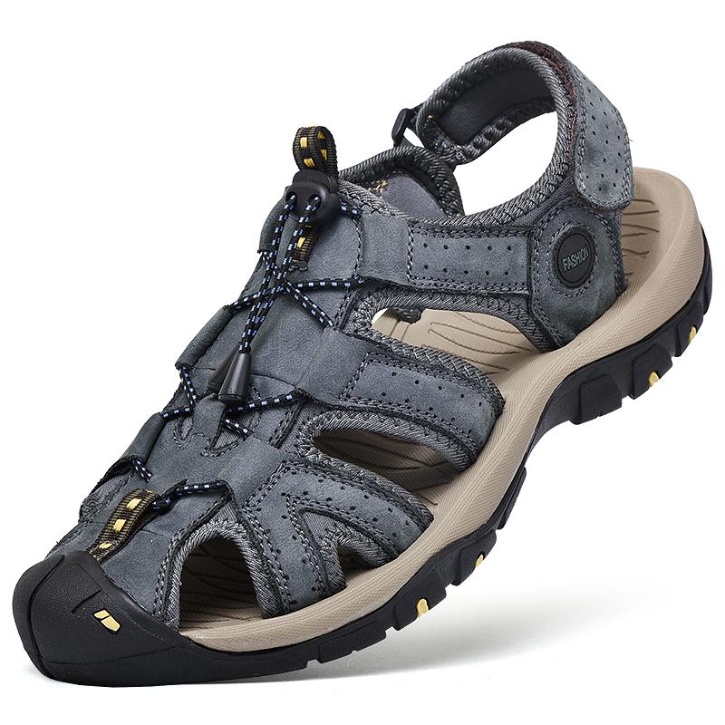 40–48 große Herren-Sandalen, gewickelte Herren-Sandalen, Leder-Sandalen, Strandschuhe, Wandern, Outdoor-Leder-Sandalen 42 blau