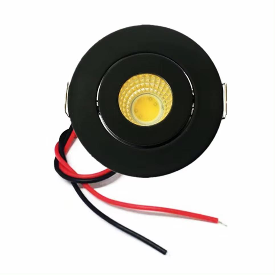12V COB LED Einbaustrahler Mini Deckenleuchte 3W Einstellbar Treiberfrei Einbaustrahler Vitrine Schrank Einbauleuchte Weißes Gehäuse Black Shell weiß