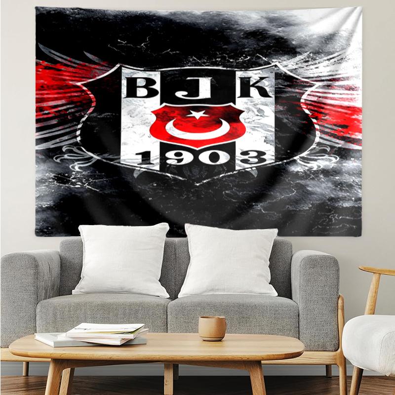 1 Stück Beşiktaş Istanbul Fußballclub Wandteppich, Wandteppich mit einzigartigem Design, Geeignet für Schlafzimmer, Wohnzimmer, Spielzimmer, Herzliche Weihnachtsgeschenke 100cmx150cm white