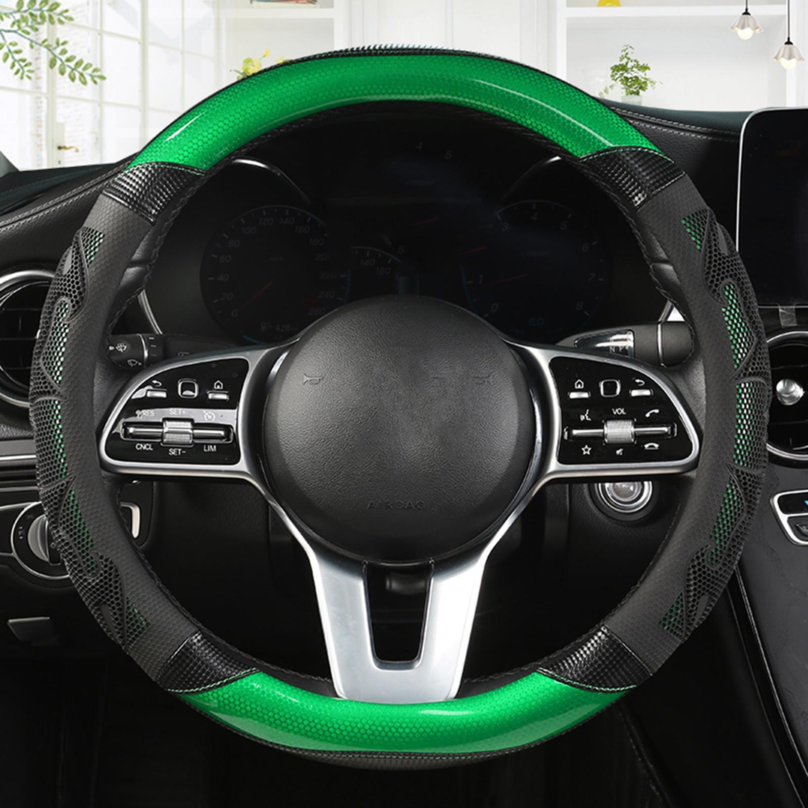 Universal Leder Reflektierende Auto Lenkrad Abdeckung 38CM Auto-styling Sport Auto Lenkrad Abdeckungen Anti-Slip Automotive zubehör One Size black