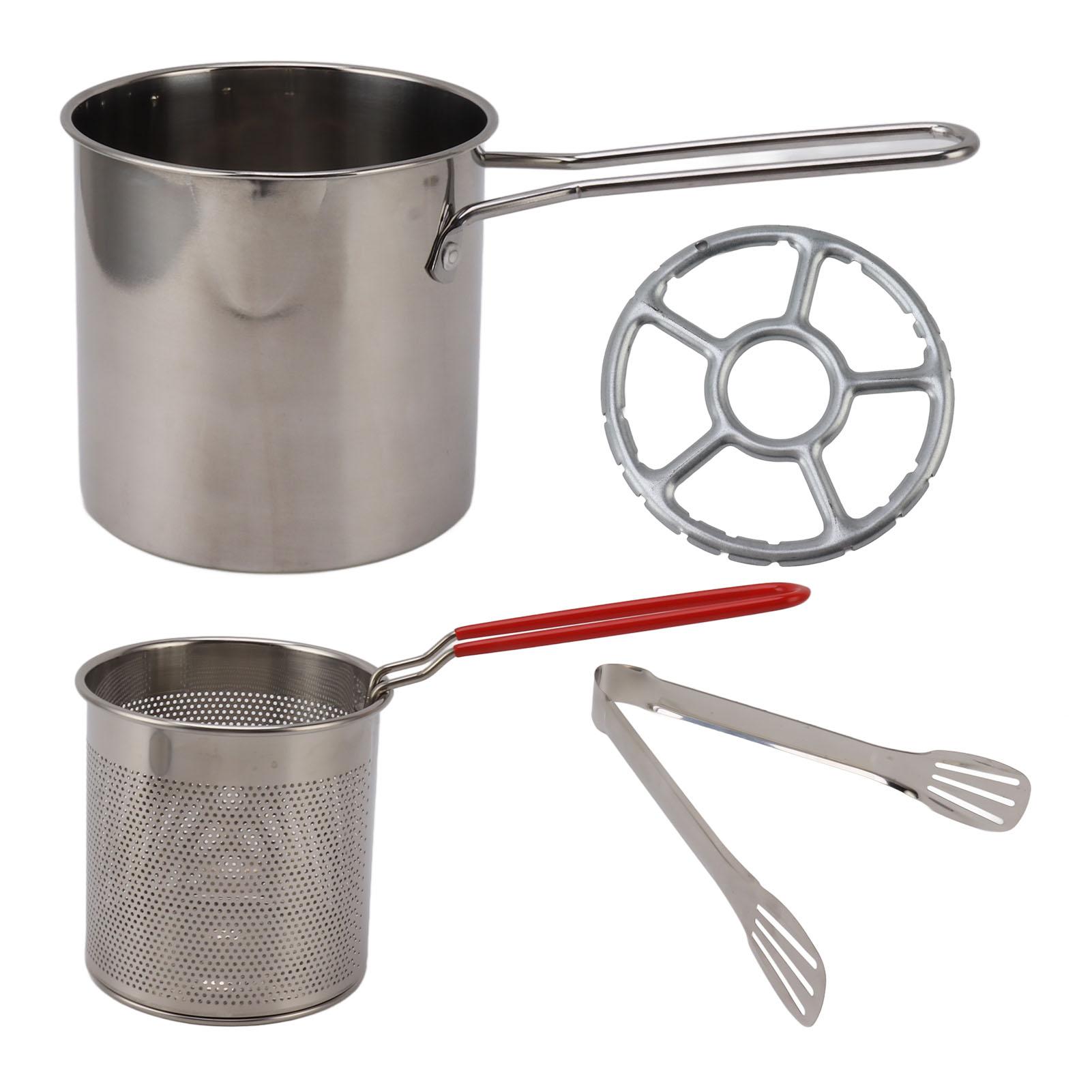 Edelstahl Fritteuse Pfanne Hochtemperaturbeständig Ölsparend Tragbar Mini Metall Fritteuse Pfanne mit L