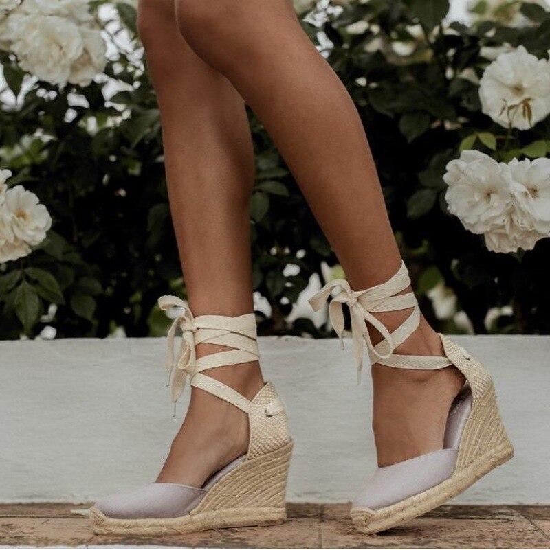 Damen-Espadrille-Sandalen mit Knöchelriemen, bequeme Hausschuhe, Damen-Freizeitschuhe, atmungsaktive Flachs-Hanf-Canvas-Pumps 41 rot