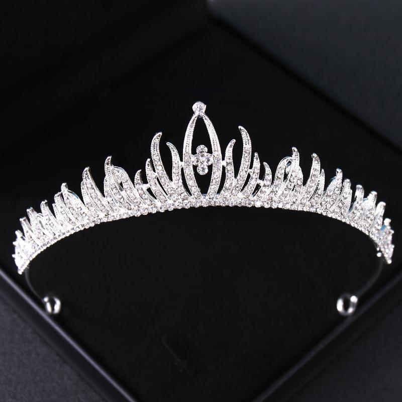Silberne Krone Braut Hochzeit Haarschmuck Kopfschmuck Braut Tiara Krone Schmuck Hochzeit Haar Tiara Kristall Geburtstags Krone gray