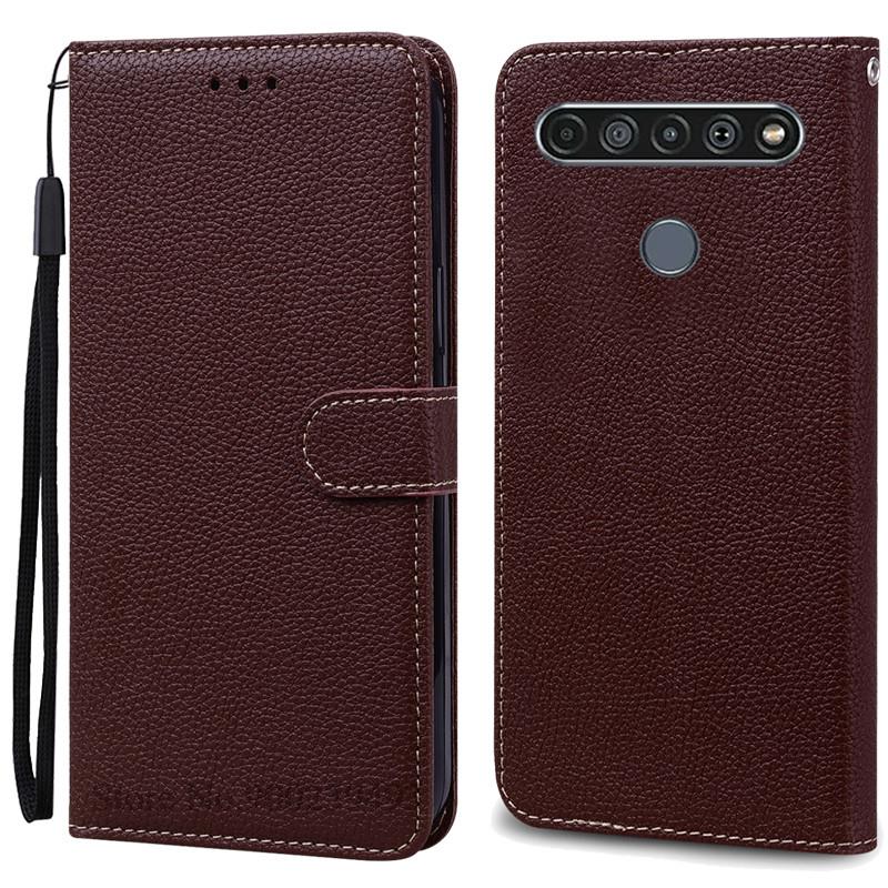 Für LG K61 Hülle Weiche Silikon Leder Brieftasche Flip Case Für LG K61 Hülle Coque Für Fundas LG K61 LGK61 K 61 Handyhüllen Schale for LG K61 kaffeebraun