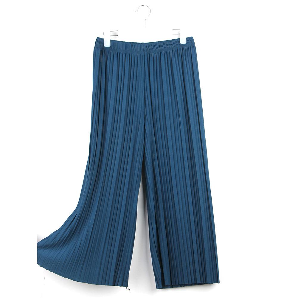 Falten Gefaltete Hosen frauen Hosen Für Frauen Böden Frühling Sommer Casual Hose Mittlere Taille Breite Bein Hosen Weibliche one size blau
