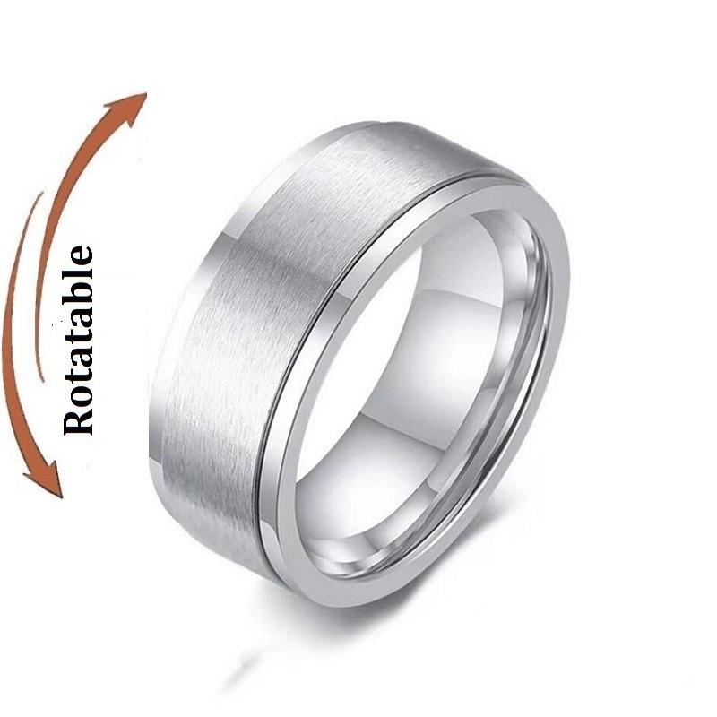 Anti Stress Angst Fidget Spinner Partnerringe Drehen sich frei Schmuck für Männer Frauen Edelstahl Knöchelring Hochzeit Bague 6 gray