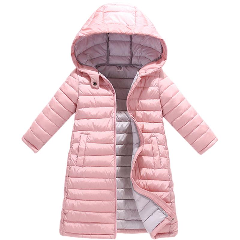 Herbst Winter Kinder Baumwolle knielange Kleidung Oberbekleidung Jacke für Jungen Mädchen Kleidung Baumwolle gefütterte Kapuze Kindermantel Kinder Kleidung Parkas 140cm rosa