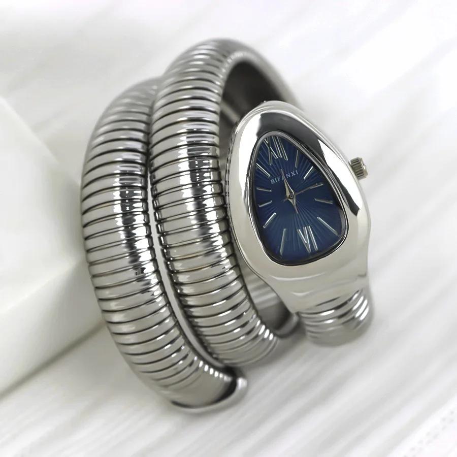 Einfache Einzigartige Quarzuhren Damen Schlangen Gold Heißer Verkauf Klassischer Stil Uhr Für Damen Bling Luxus Damen Uhr Uhr Relogio gray