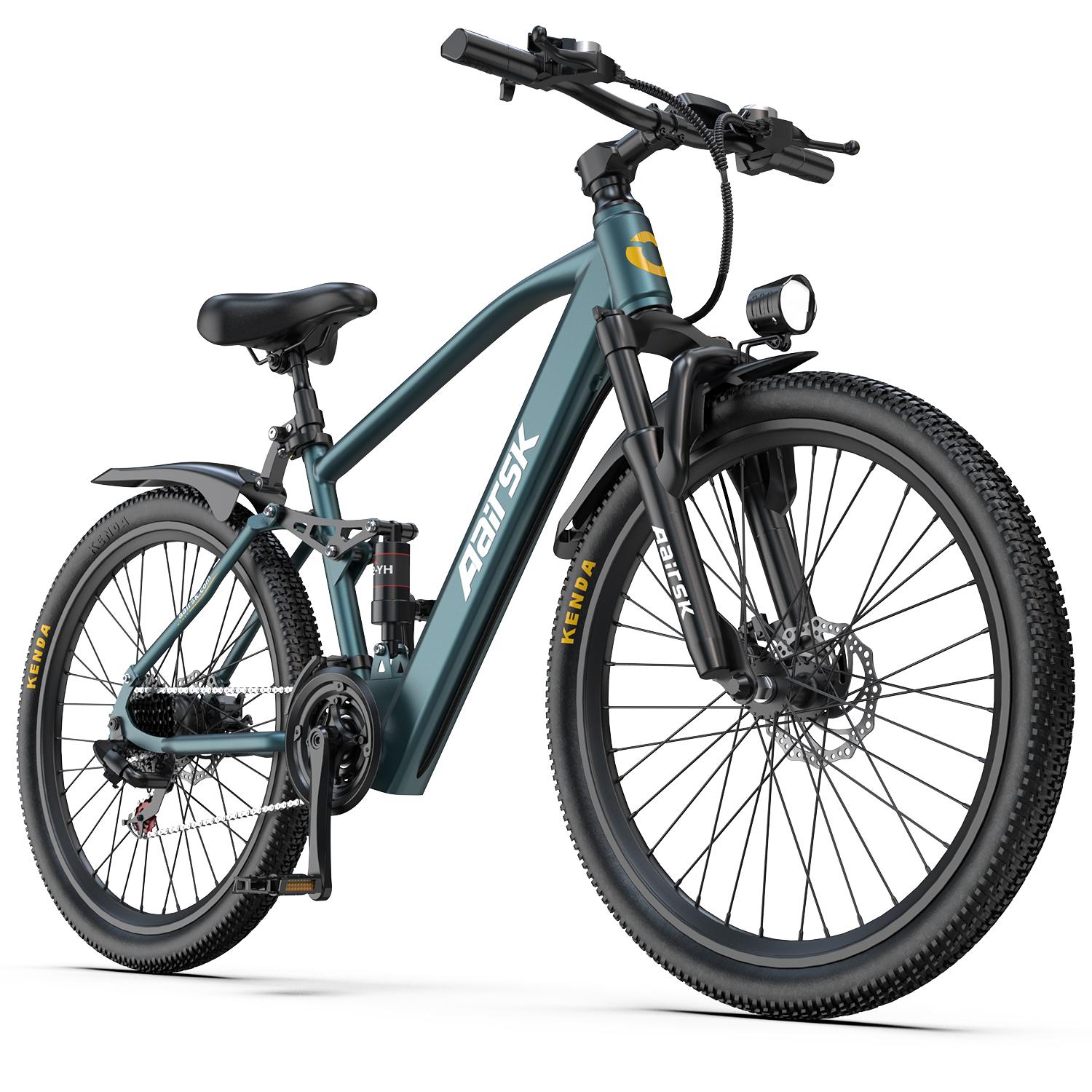Aairsk 26 Elektrofahrrad für Erwachsene, 250W Motor 36V 13Ah Akku, 21-Gang E-Mountainbike NFC-Entsperrung blau