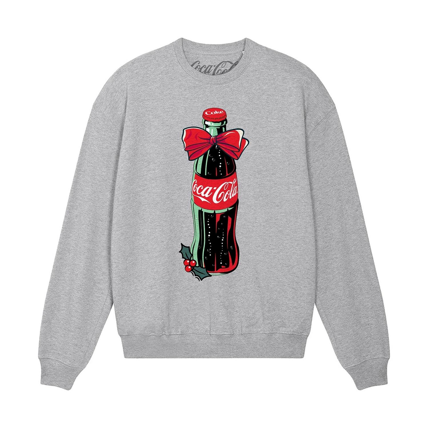 Coca-Cola Unisex-Sweatshirt mit Flaschenschleife für Erwachsene XXL grau