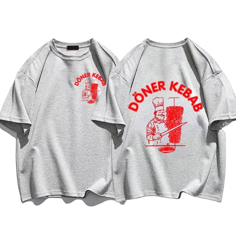 Sommer Sportliche T-Shirts Döner Kebab Druck Reine Baumwolle Herrenbekleidung Kurzarm Tops Lustige Frauen T-Shirt Vintage Übergroße T-Shirts S