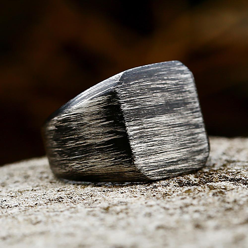Vintage Schlichte Quadratische Edelstahl Herrenringe Vintage Rustikal Für Männlichen Freund Biker Schmuck Kreativität Geschenke Dropshipping 13 gray