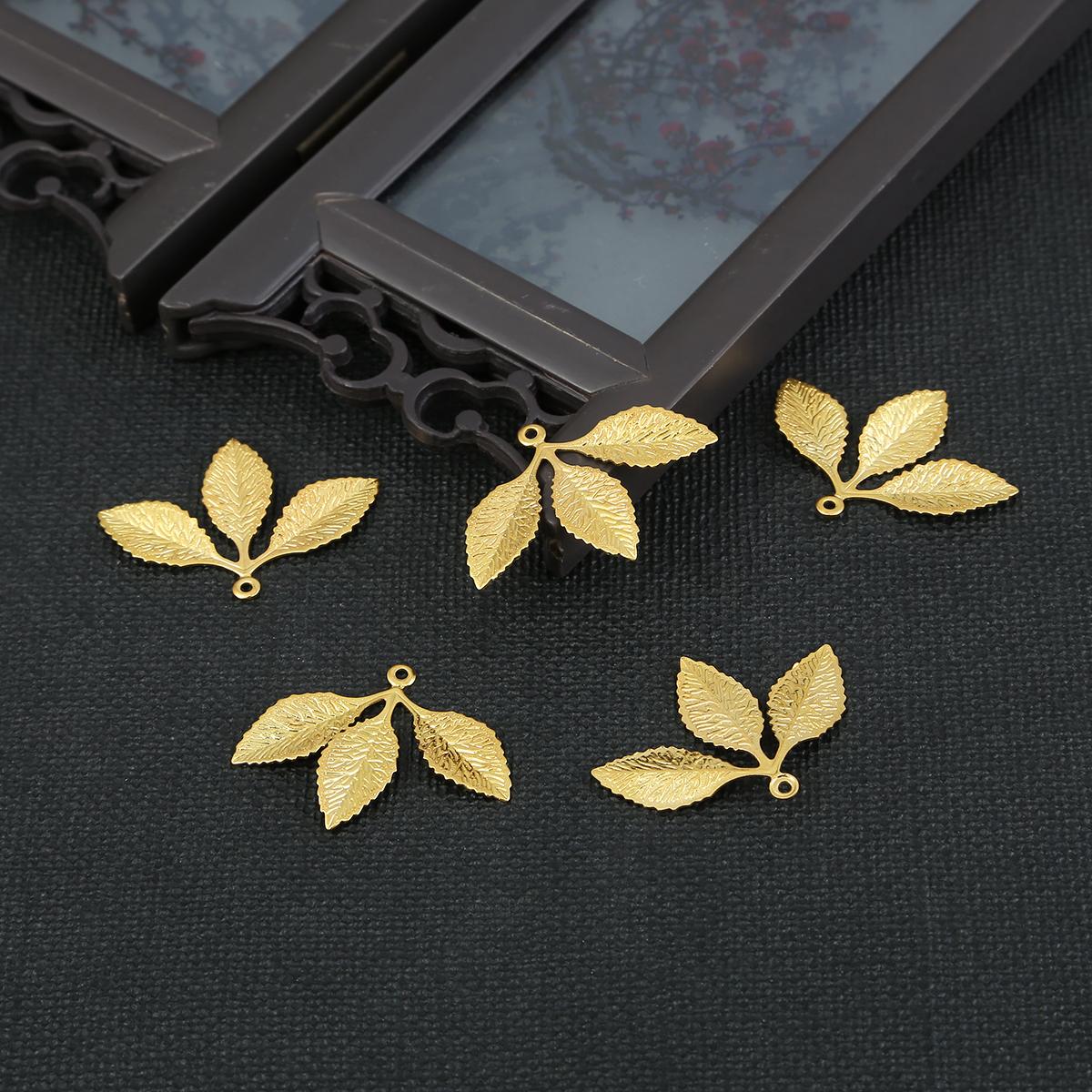 10/20 Stück Metall Kupfer Blatt Verbinder Charm Anhänger DIY Zubehör Zubehör Zubehör für die Schmuckherstellung 04 30×22mm 10pcs gold