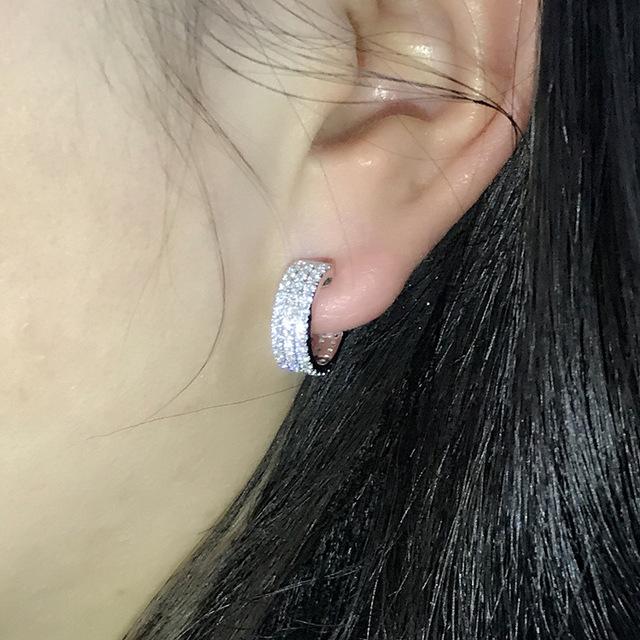 18K Ein-Farben Weißgold Echte Diamant Ohrringe Rund Romantischer Hochzeitsschmuck für Frauen Luxus Ohrringe Goldschmuck Daimond Brincos white