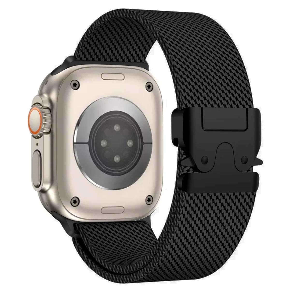 1 Stück Milanese Loop Apple Watch Armband für Apple Watch S10 46mm 42mm Ultra 2 49 44 45 41 40 38mm Metallarmband für IWatch 10 9 6 5 SE 7 8 4 3 Armband S10- 46MM schwarz