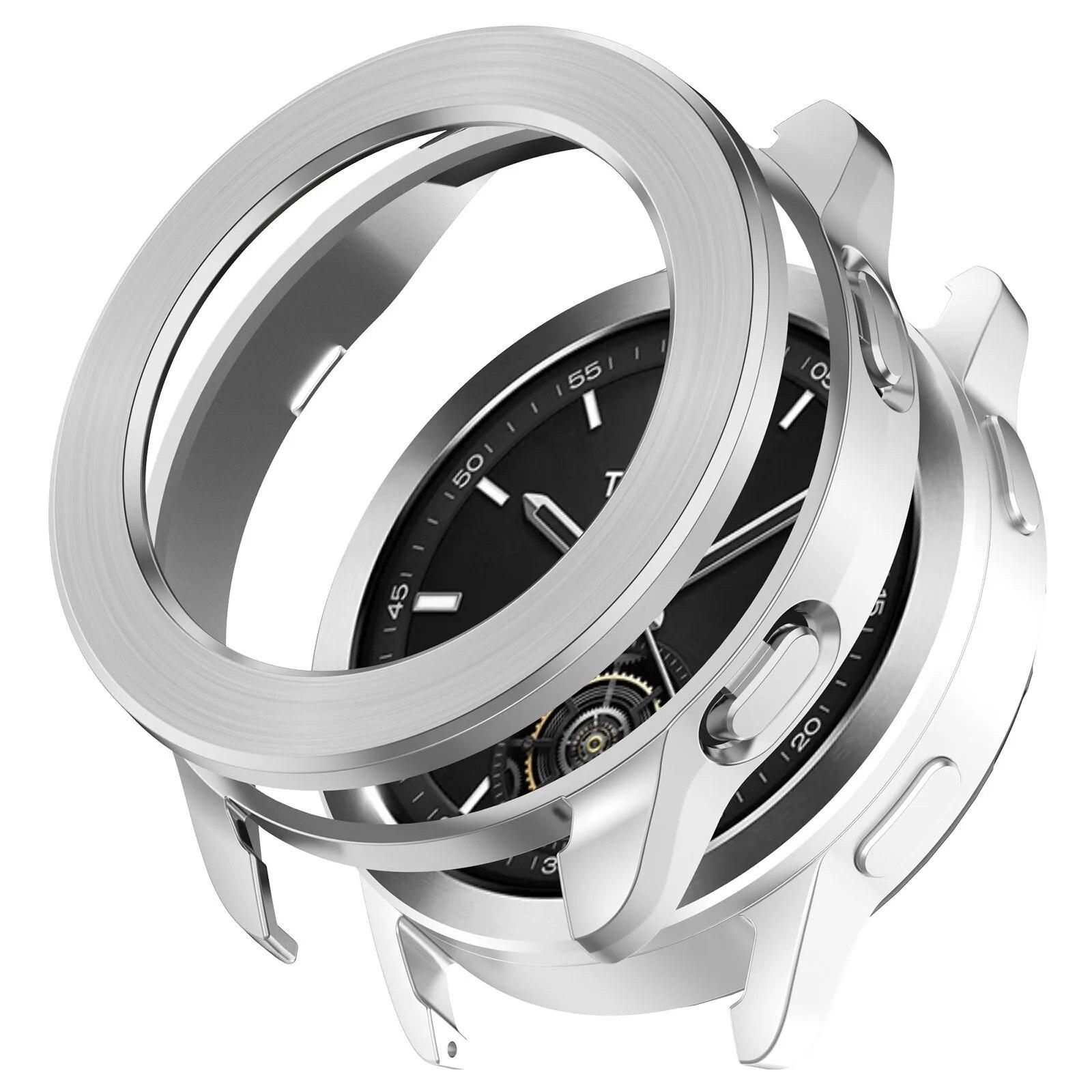 Für Xiaomi Uhr S3 Smartwatch Armband Abdeckung TPU Rahmen + Ersatz Uhren Lünette Ring Kreis für Xiaomi S3 Schutzhülle For Xiaomi Watch S3 silber